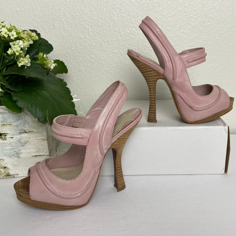 Leon Max Heels Platforms Open Toe  Pink  / Lilac Size 7